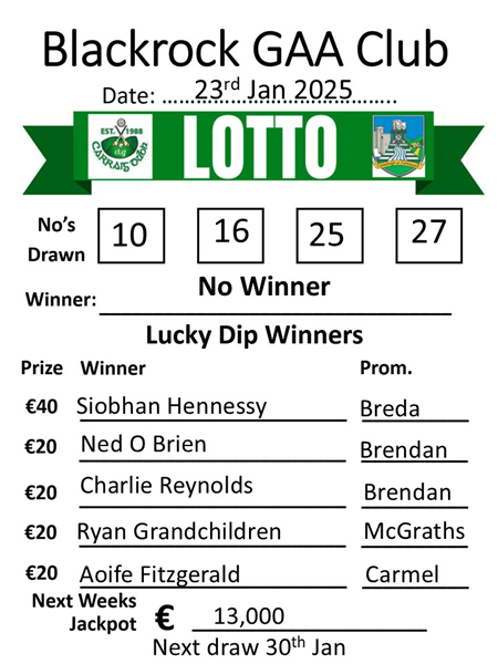 Lotto 23rd Jan 25